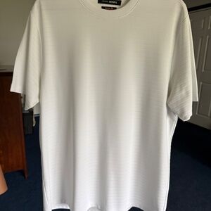 Mens White ribbed dress casual shirt John Henry